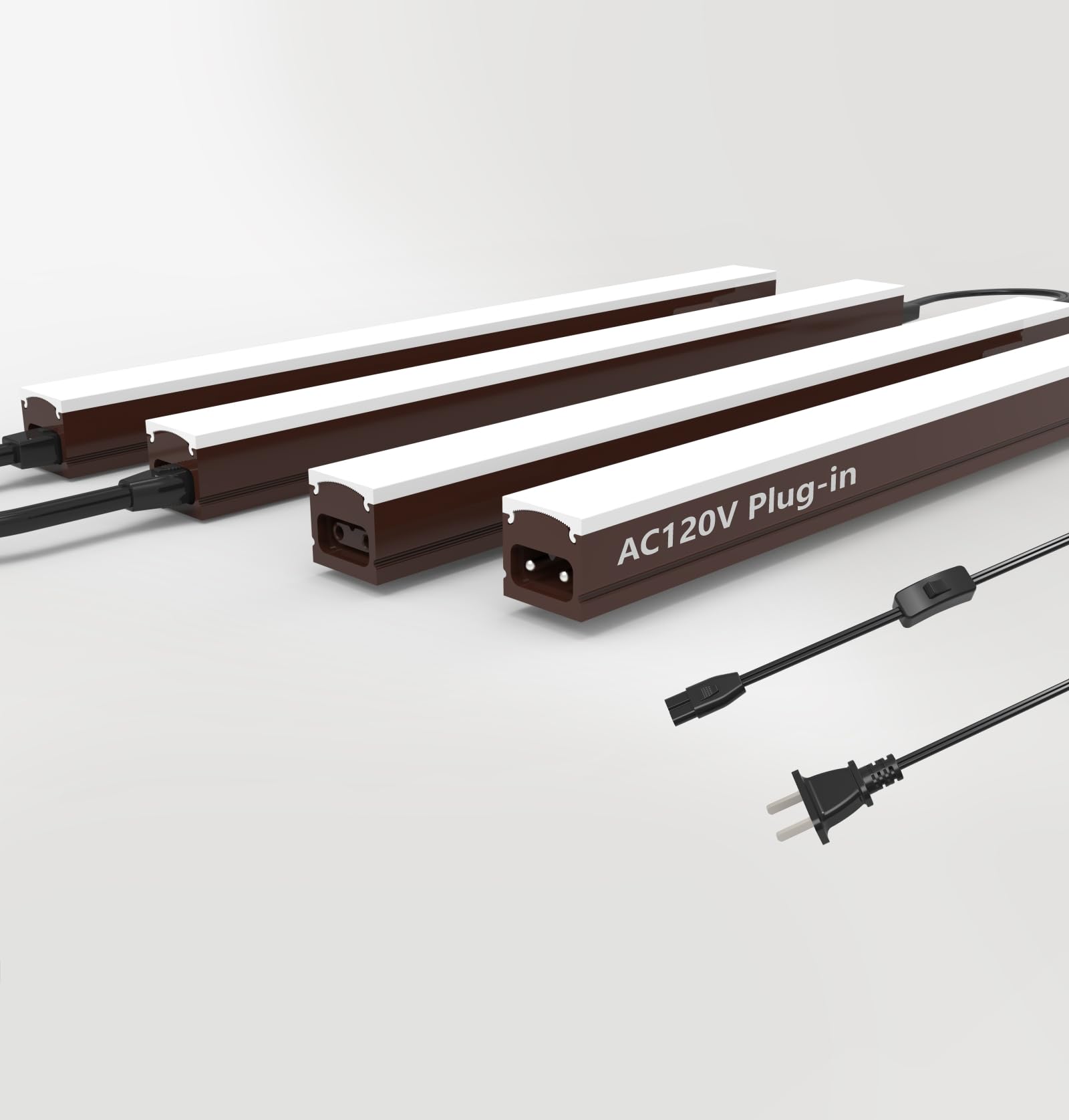 Photo 1 of Leetdud Under Cabinet Lighting Plug in, 16 Inch 4 Pcs, Linkable AC120V 3CCT 3000K/4000K/5000K Ultra Slim, LED Under Cabinet Lights for Counter Light, Kitchen, Shelf, Sink, Workshop, Desk, Bronze