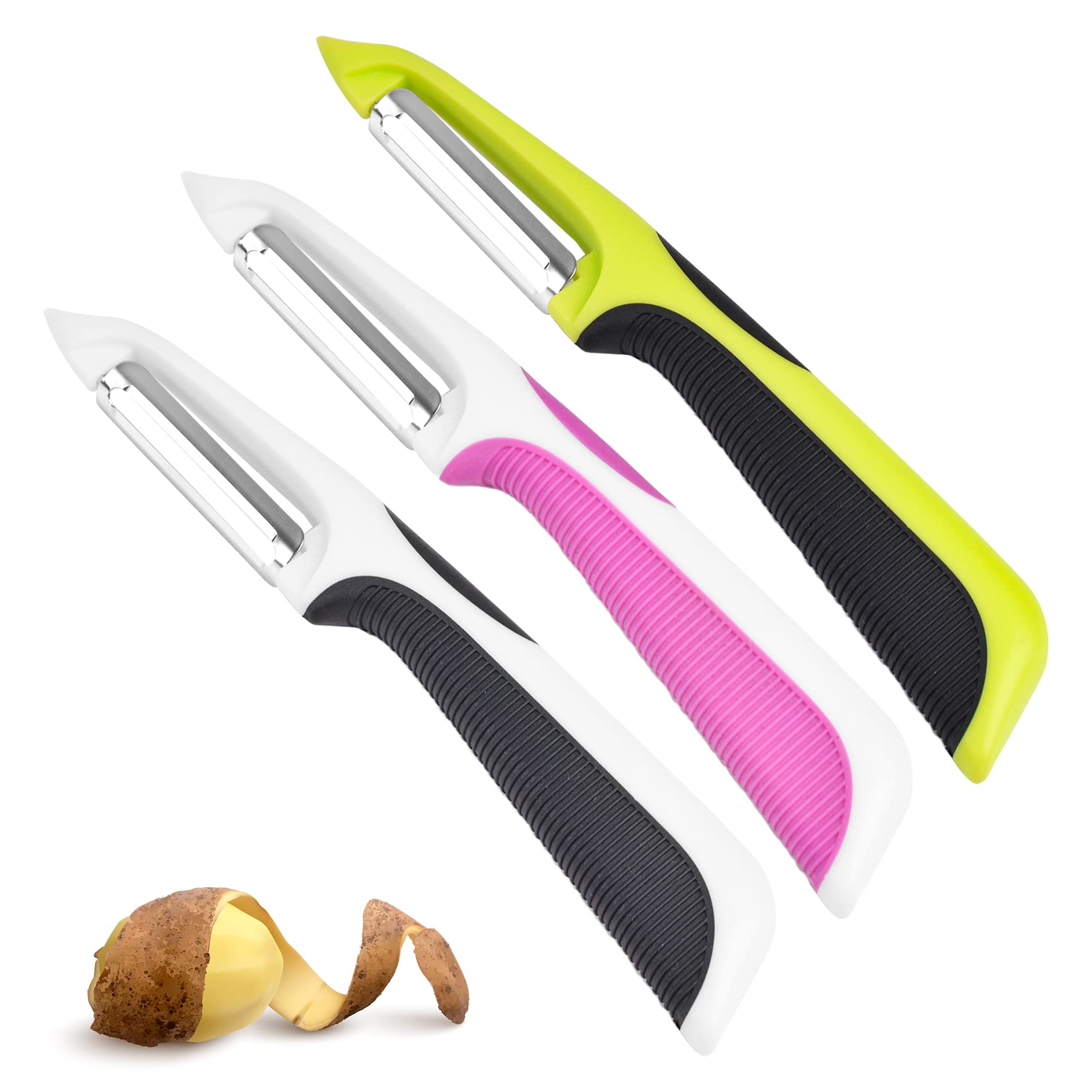 Potato Peelers Stainless Steel Rotary Potato Peeler for Kitchen Vegetable Fruit Peeler Suitable for Vegetable Fruits (3pcs)