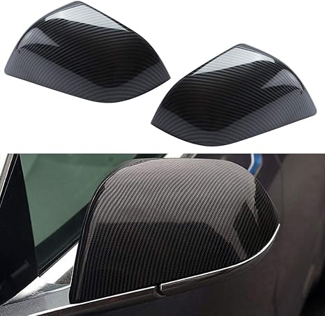 Roccs Tesla Model 3 Side Mirror Cover Abs Plastic Cover Carbon Fiber Outside Mirrors Cap Replacement Pack Of Two
