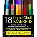 Chalk Markers - HUGE MEGA 18 Color Pack - 10 More Markers & Colors than Others - 6 mm - Artist Quality - 18 Vibrant Bold Colors