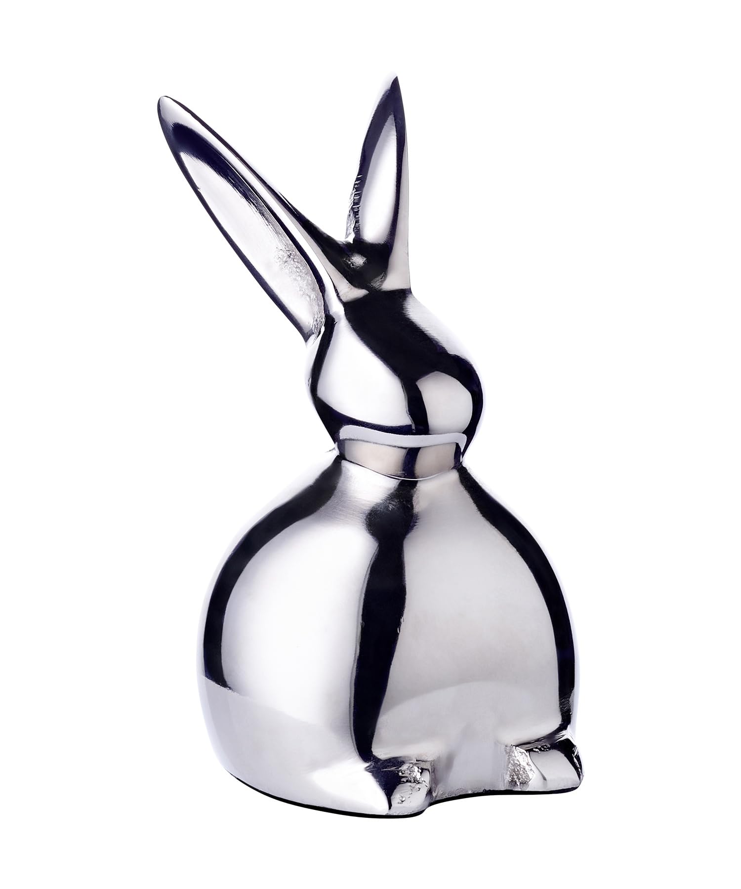 Edzard Louis Rabbit Figurine (Height 18 cm) Nickel-Plated Aluminium Decorative Bunny Easter Decoration Table Decoration for Easter