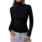 REORIA Women's Basic Long Sleeve Thermal Shirts Mock Turtle Neck Soft Lined Winter Layering Warm Slim Fit Underwear Tops 2025