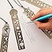 Yalis Set of 4 Bookmark Stencil Stainless Steel Hollow Drawing Template Icon Tool DIY Photo Album/Diary/Letter Accessories Ruler