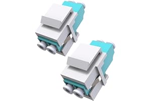 VANDESAIL Duplex 2-Pack LC Fiber Optic Keystone Coupler Jack, UPC, Duplex OM3/OM4 Compatible, LC to LC Multimode Fiber Coupler, for Fiber Wall Plate, Surface Mount Boxes