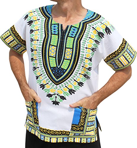 RaanPahMuang Brand Thick Muang Cotton Print African Dashiki Shirt Africa Plus