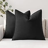 MIULEE Pack of 2 Decorative Linen Pillow Covers Boho Farmhouse Modern Soft Accent Throw Pillows Neutral Cushion Covers for Sofa Couch Bed Living Room Home Decor, 20x20 Inch Black