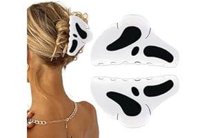 2Pcs Halloween Ghost Hair Claw Clips - Funny White Acrylic Goth Grimaces Scary Face Shark Clips Scream Merch 3D Ghost Hair Cl