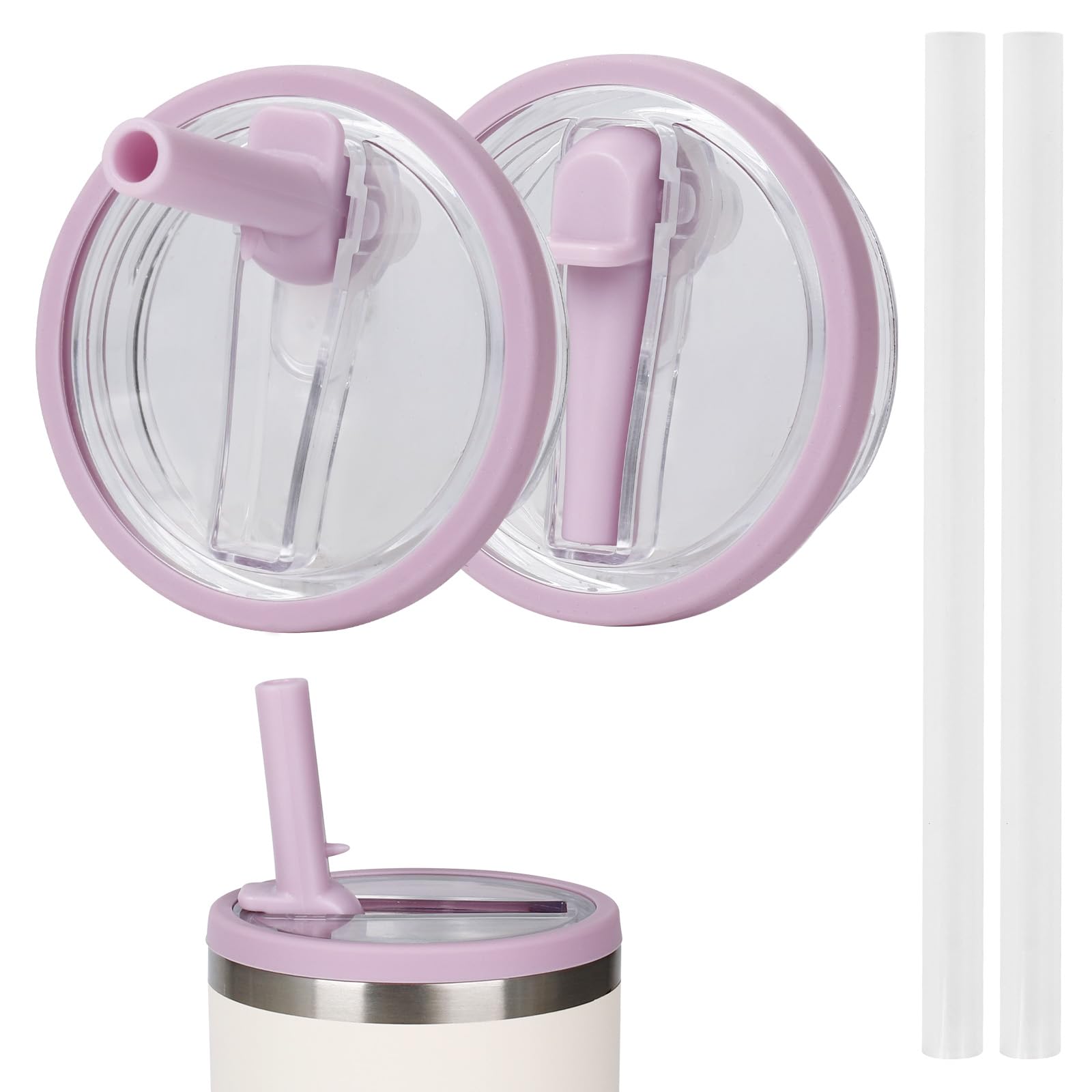 Photo 1 of 20 oz Replacement Lid for Stanley Quencher Tumbler Flip Straw, 2 PCS Spill Proof Lid Accessories Fit for Stanley with handle, Leak-Proof Splash Resistant Replaceble Cover Cap forStanley, (Purple*2)