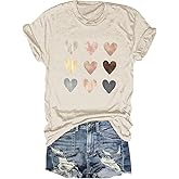 kfulemai Womens Valentines T-Shirt Print Graphic Tees Cute Love Heart Shirts Casual Short Sleeve