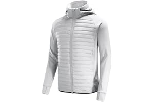 baleaf Men's Running Jacket Lightweight Warm Up Puffer Jacket Hybrid Thermal Hiking Golf Insulated Coat Thumble Hole