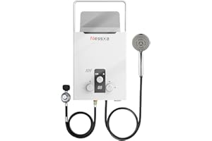 NESSXA Tankless Water Heater Propane, 2.11 GPM RV with Digital Display,8L Portable Instant Hot Gas with Overheating Protection for Indoor and Camping,40,824 BTU