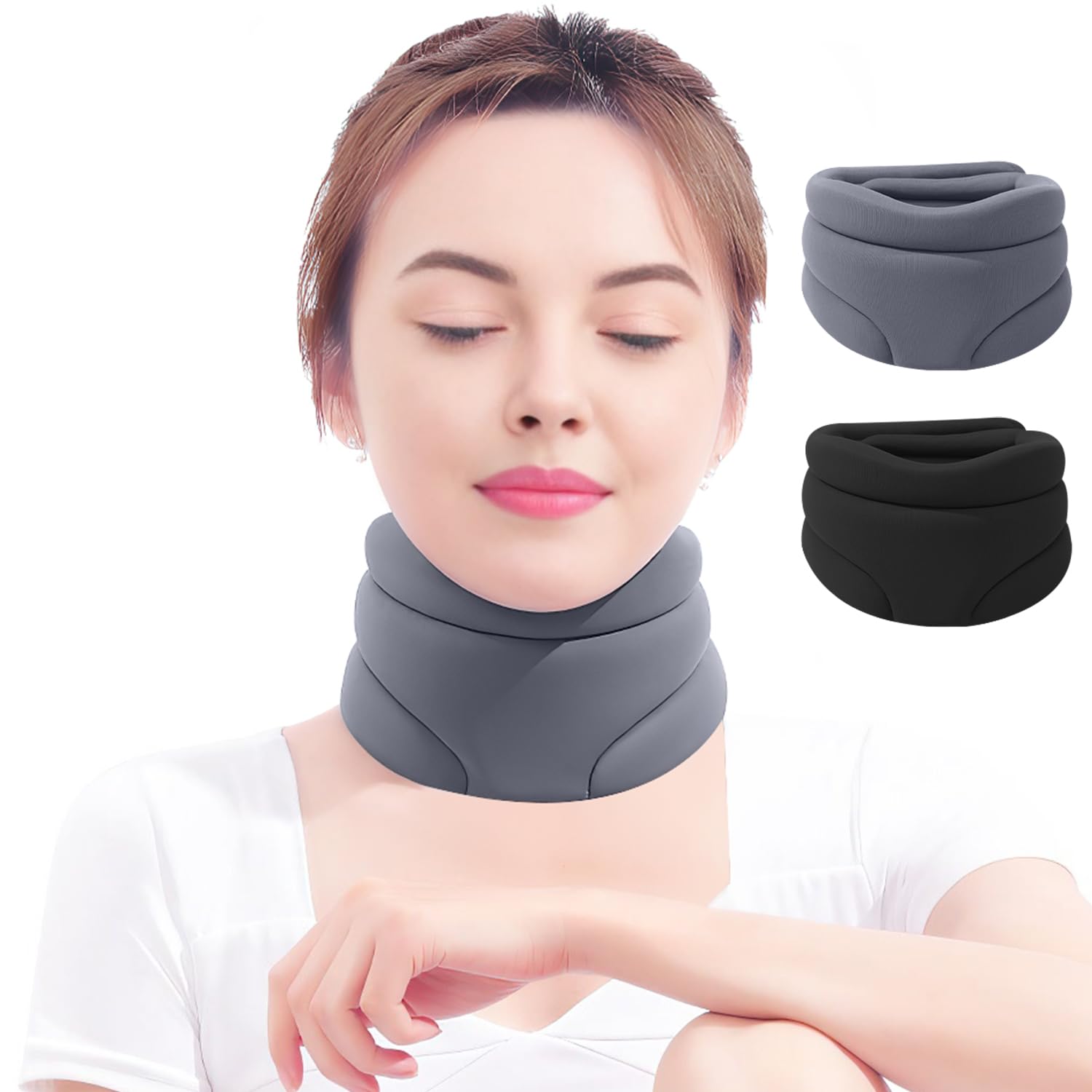 Photo 1 of Cervicorrect Neck Brace, Cervicorrect Adjustable Neck Brace for Sleeping, Soft Foam Neck Brace Universal Cervical Collar, Wrap and Stabilize, Neck Support Brace for Women and Men (Grey)