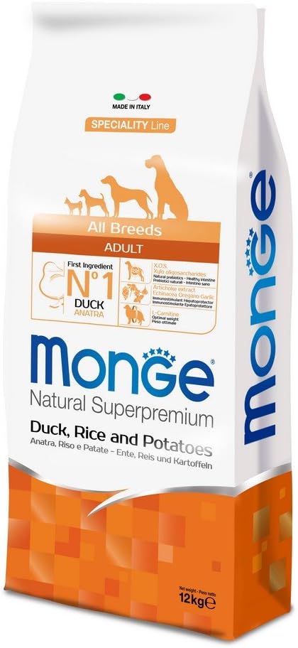 Monge All Breeds Duck/Rice/Potato Pet Food 12 kg, 12 kg (Pack of 1)