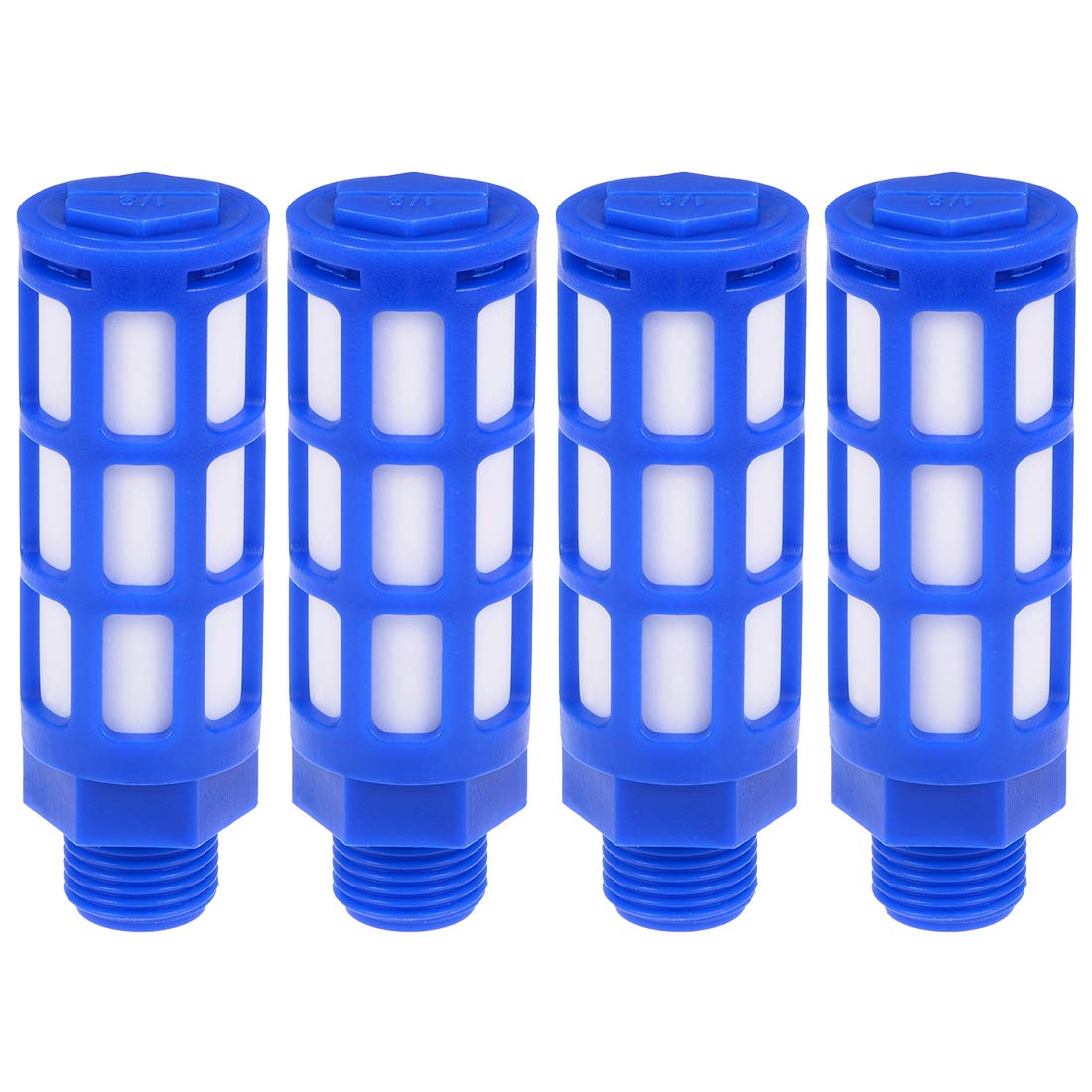 sourcingmap Plastic Pneumatic Muffler Exhaust Air Line Silencer 1/2 PT Blue, 4pcs