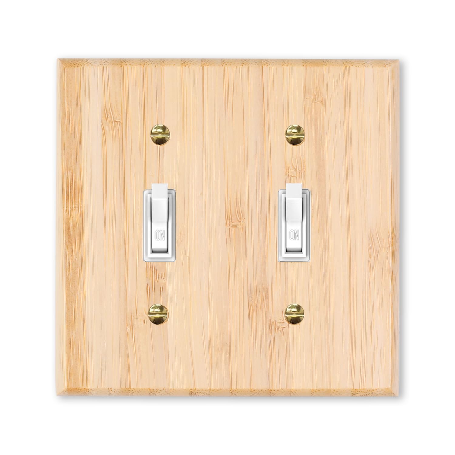 Photo 1 of 1 Pcs Solid Wood Double Gang Toggle Light Switch Plate Bamboo Outlet Wall Plate Bamboo Light Switch Cover Quality Raw Wooden Decorative Wall Plate