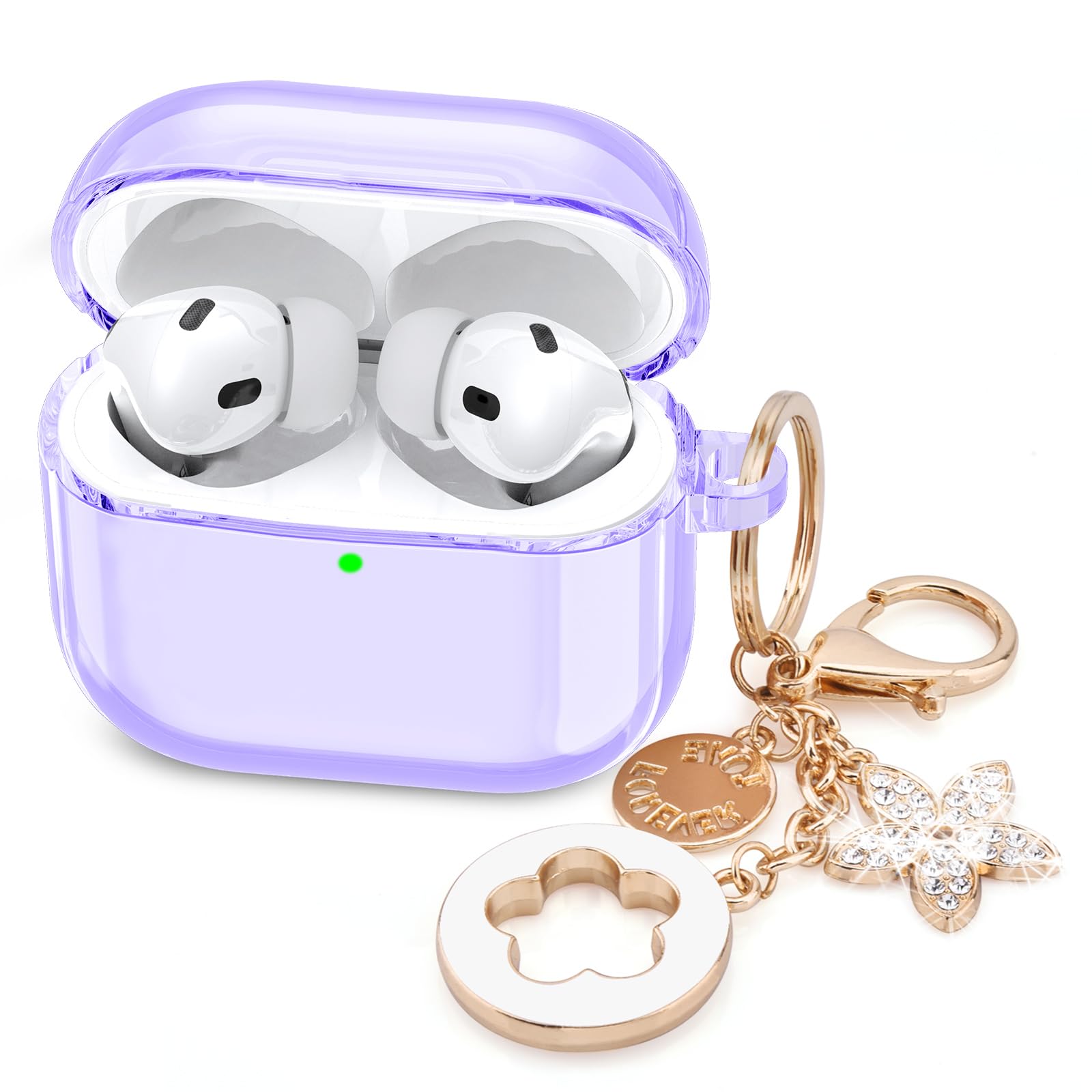 VISOOM Clear Case for Airpods Pro 2nd Generation - Airpods Pro 2 Purple Cases Cover with Lanyard Women Soft TPU iPod Pro 2 Earbuds Wireless Charging Case Girl Bling Keychain for Apple Airpod Gen Pro 2