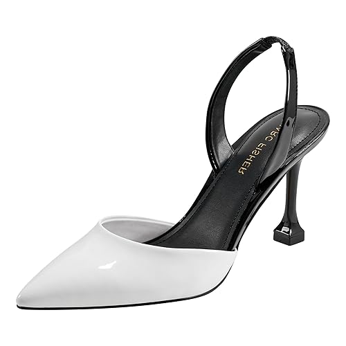 Marc Fisher Women's HADYA Pump, White/Black 142, 6.5