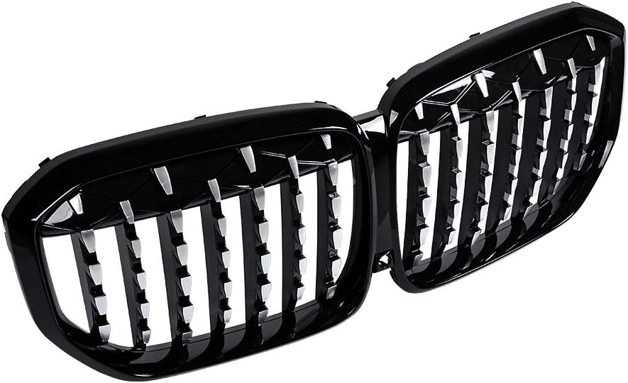 AMOPA Left and Right Front Kidney Grille Grill Compatible with 2018 2019 2020 G05 X5 BMW Models (Glossy Black Chrome Stars)