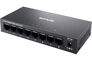 Tenda 8 Port Gigabit Ethernet Switch, Desktop Ethernet Splitter, Unmanaged Network Switch Hub, Plug & Play, Wall-Mount, Fanle