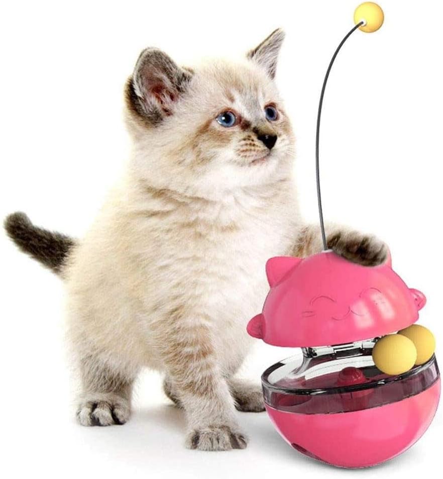 Echony Cat Tumbler Toy Slow Feeders Cat Funny Tracks Spinning Ball 3 in 1 Pet IQ Training Interactive Toys