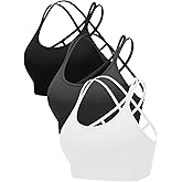RUNNING GIRL Sports Bras for Women Pack Criss Cross Back Sexy Strappy Sports Bra Seamless Padded Yoga Bra with Removable Cups