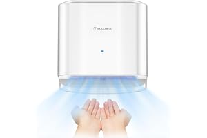 modunful Compact Hand Dryer for Home Bathroom, 110V AC Automatic Hand Dryer with 4-6" Sensor, Dual Airflow & 2-Pin Plug | Low