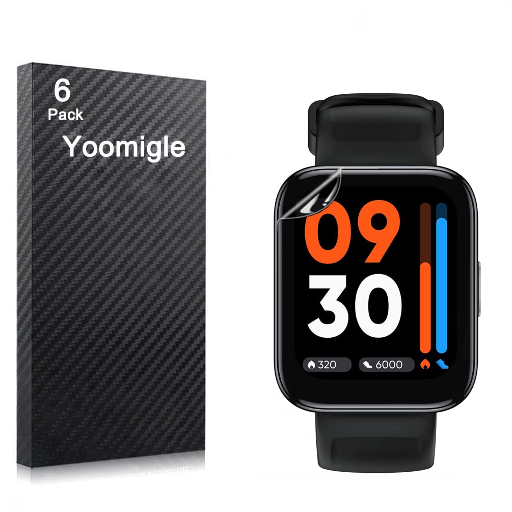 Yoomigle 6 Pack Compatible with Realme Watch 3 Screen Protector Film for Realme Watch 3 Smartwatch Screen Protectors Foils Screen Cover Crystal Clear HD Anti-Scratch Anti-Fingerprint
