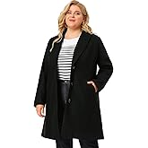 Agnes Orinda Women's Plus Size Coat Single Breasted Notched Lapel Elegant Long Winter Coats 2025