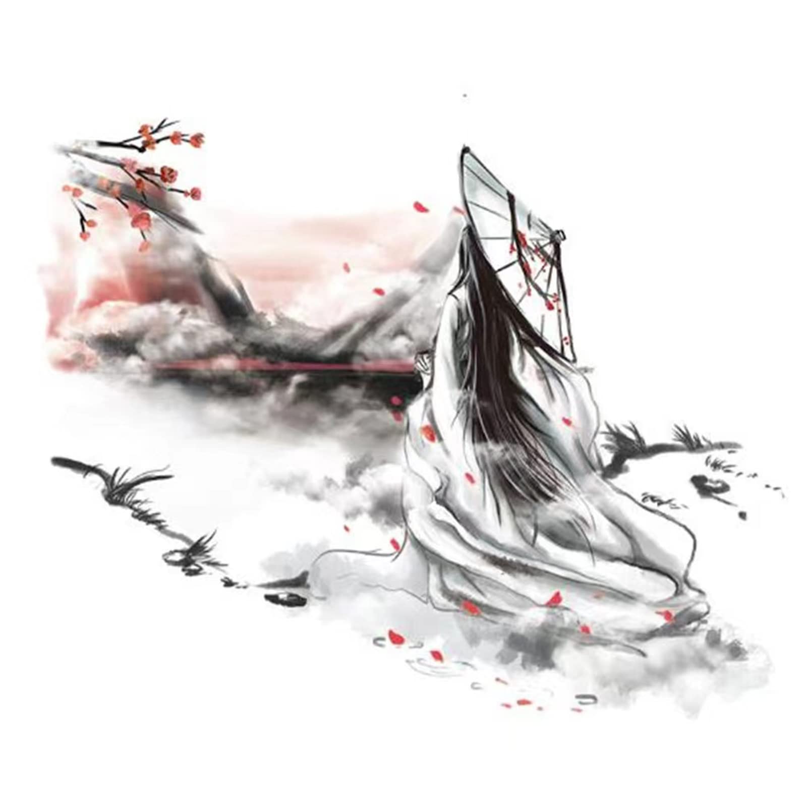TAORANJU Wall Stickers, Chinese Style Lakeside Beauty Wall Decor, Vinyl Decal Wall Decals Removable Wall Art Stickers for Bedroom Living Room Sofa TV Background