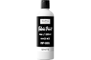 Nicpro White Fabric Paint, 4 oz (120 ml) Fabric Paint for Clothes Permanent, Rich Pigment Non-Toxic Soft Clothing Paint for DIY T-shirts Jeans Crafts, Refresh Furniture Upholstery