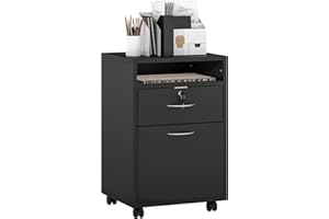 HOMCOM 24" Vertical Filing Cabinet with Drawer, Mobile File Cabinet with Wheels for Home Office, Black