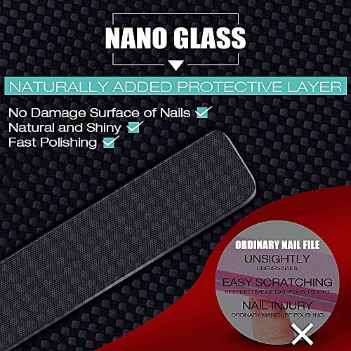 Upgrade Nano Glass Nail File 5 Packs Manicure Tools Kit Tempered Glass Shiner, 4 Crystal Nail Files Nail Buffers Polisher for Natural Nails & 1 Triangle Cuticle Nail Pusher Peeler Scraper - Thumbnail 7