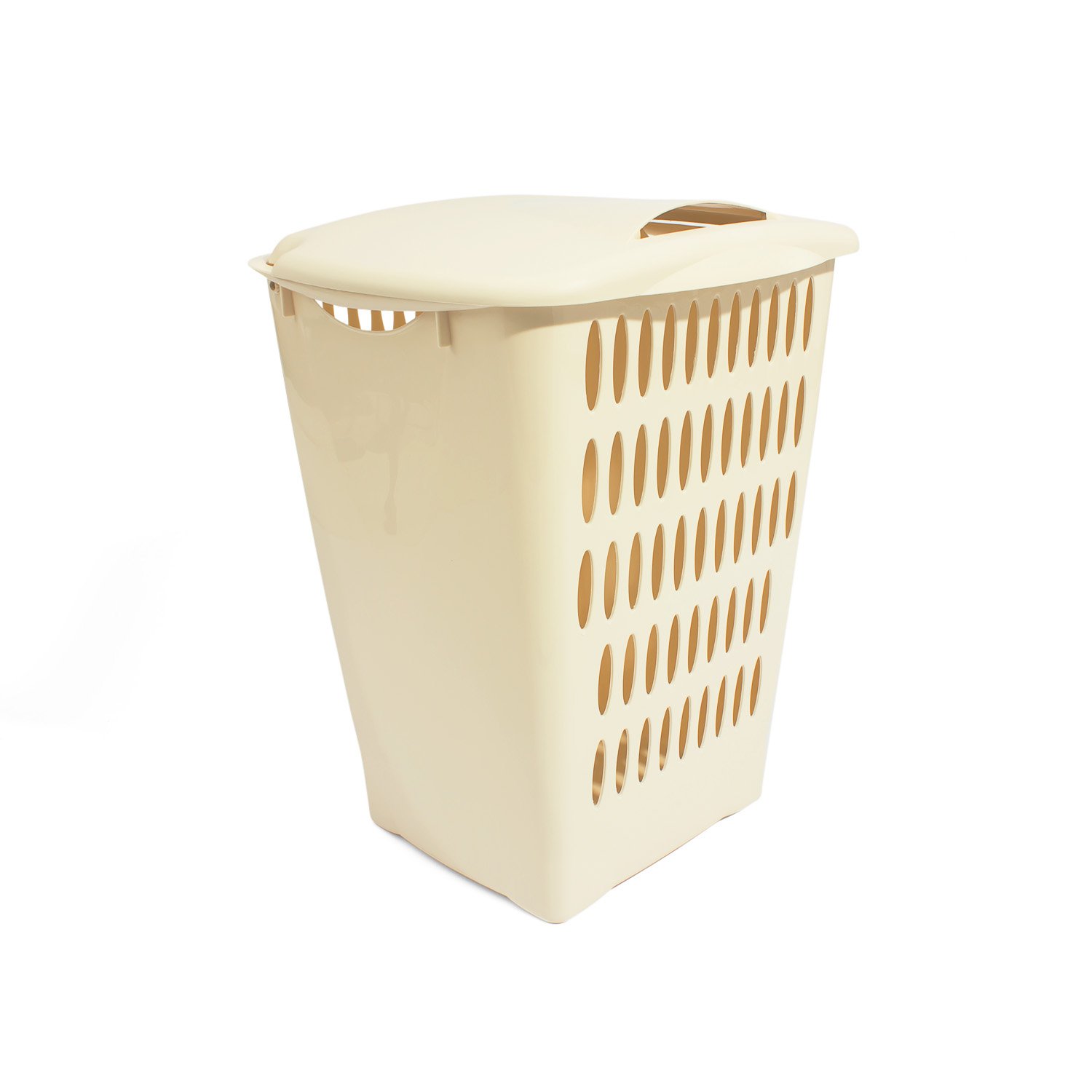 Wäschekorb Wäschebox 45 L cremeKunststoff Tragegriffe m. Deckel