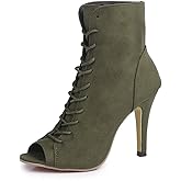 GATUXUS Women Platform Open Toe Lace Up High Heel Boots Ankle Booties Pump Shoes
