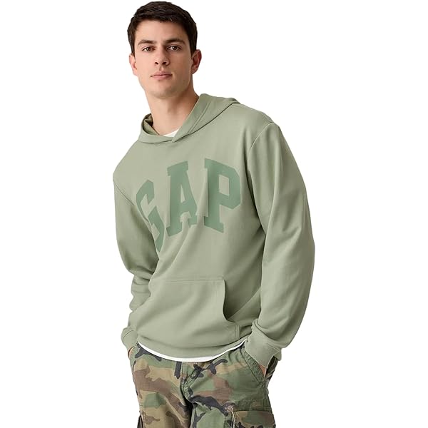 Sudadera Con Capucha Gap Arch Logo Hombre Verde Camuflaje Y