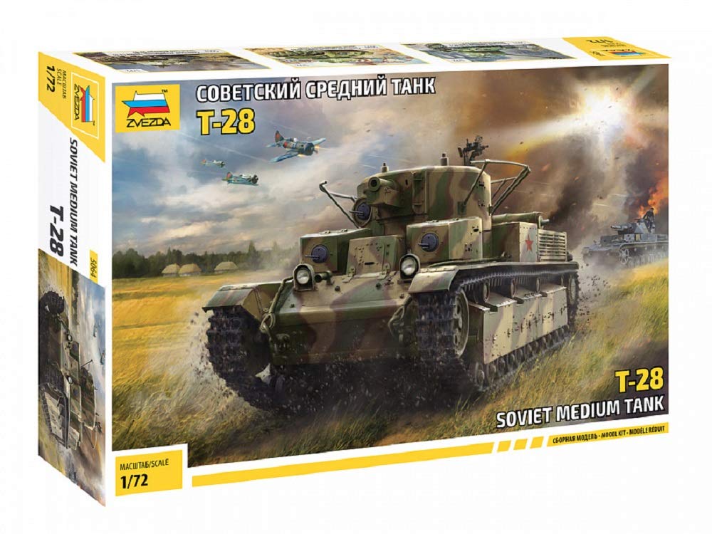 Zvezda 530005064 1:72 T-28 Soviet Heavy Tank WWII, Model, Plastic Construction, Assembly Kit, Detailed Replica