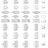 PH PandaHall 48 Sets 304 Stainless Steel Box Clasps 8 Styles Bracelet Connectors Multi-Strand Box Clasps for Layered Jewelry Making