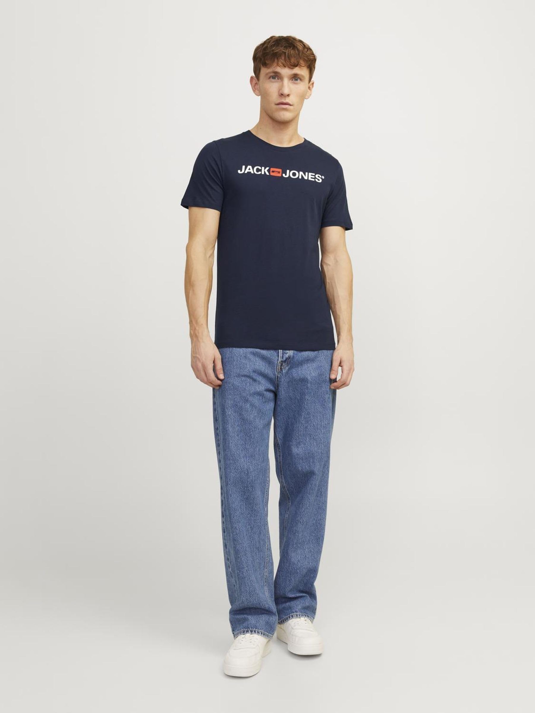 JACK & JONES Herren Jjecorp Logo Tee Crew Neck Noos T shirt, Navy Blazer, XL EU 5
