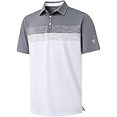 M MAELREG Golf Shirts for Men Dry Fit Performance Chest Print Color Block Moisture Wicking Casual Short Sleeve Polo Shirts