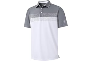 M MAELREG Golf Shirts for Men Dry Fit Performance Chest Print Color Block Moisture Wicking Casual Short Sleeve Polo Shirts