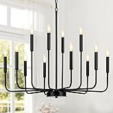 Gifarich Black Chandeliers for Dining Room Light Fixture Over Table, Modern Farmhouse Chandeliers for Living Room,12-Lights I