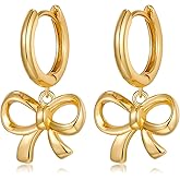 COORWEEL Bow Hoop Earrings for Women Dainty Small Bowknot Hoop Earrings Fashion Everyday Jewelry