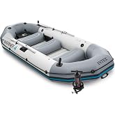 Intex Mariner Inflatable Boat Series: Includes Deluxe Boat Oars and High-Output Pump &ndash; SuperTough PVC &ndash; Wear-Resistant Keel &ndash; Removable Fishing Rod Holders &ndash; Heavy Duty Grab Handle