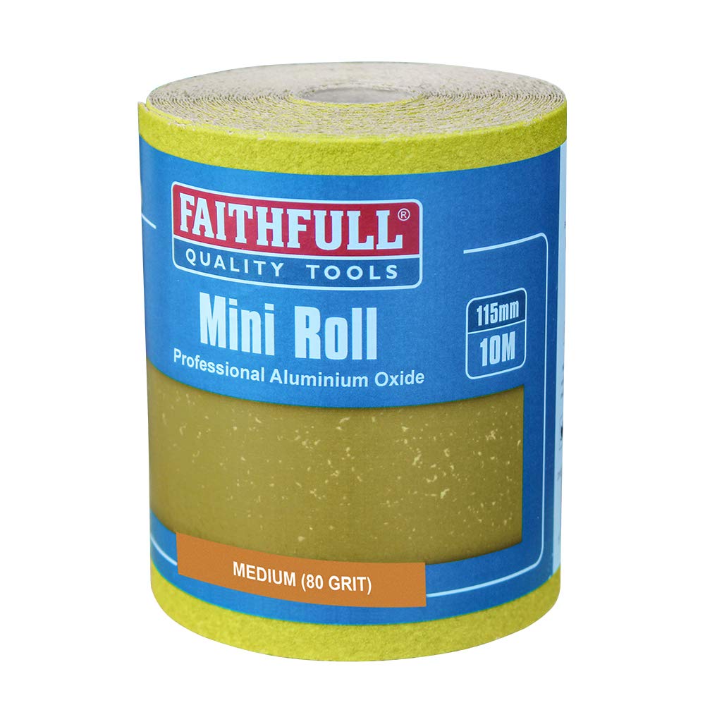 Faithfull FAIA1080Y 10M Medium Sandpaper (80 grit) Aluminium Oxide Roll - Yellow