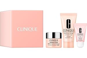 Clinique Hydration Heroes Gift Set | Moisture Surge 100H Moisturizer | Moisture Surge Overnight Mask | Lip Treatment | Hydrating + Glow | Includes 3 Travel Size Pieces