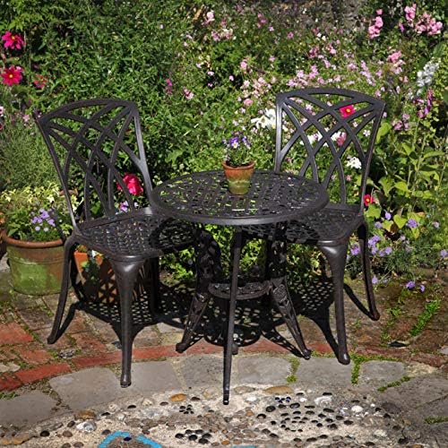 Lazy Susan - Rose Bistrotisch mit 2 Stühlen - Rundes Gartenmöbel Set