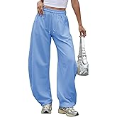 Waitfairy Barrel Sweatpants Women Baggy - Drawstring Wide Leg Sweatpants Women Fleece Lounge Gym Sweats