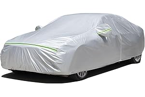 Favoto Sedan Car Cover Waterproof All Weather for Automobiles 6 Layers Heavy Duty Outdoor Rain Sun Snow Protection with Zipper Inner Cotton Universal Fit for Sedan (177-194 inch)