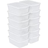 Taysisiter 16 Quart Plastic Clear Food Storage Bins Box with Lids, 12 Packs | Pizza Dough Proofing Container with Lid