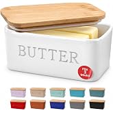 PriorityChef Extra Large Butter Dish with Lid for Countertop, Ceramic Butter Container With Airtight Cover, Butter Keeper for Counter or Fridge, Butter Holder Storage, White